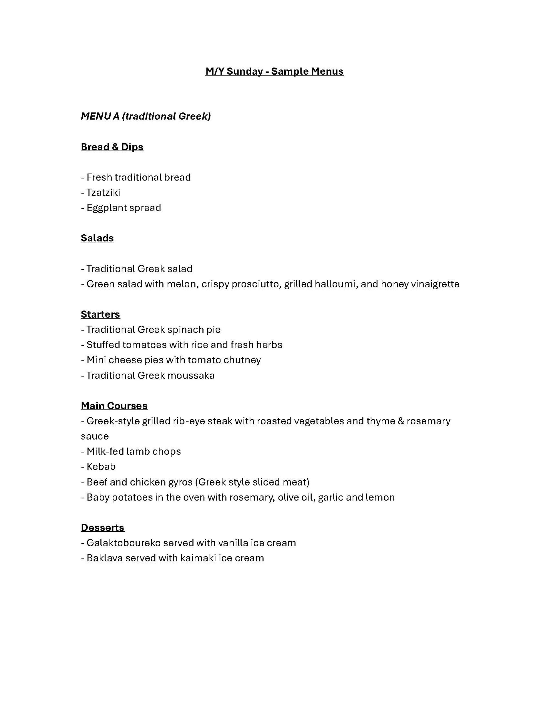 MEnu 1