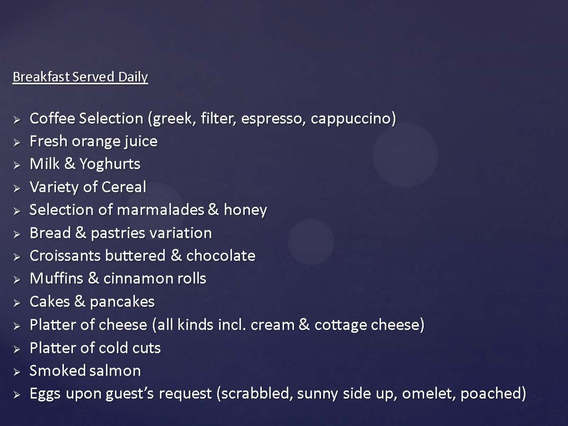 Breakfast Menu