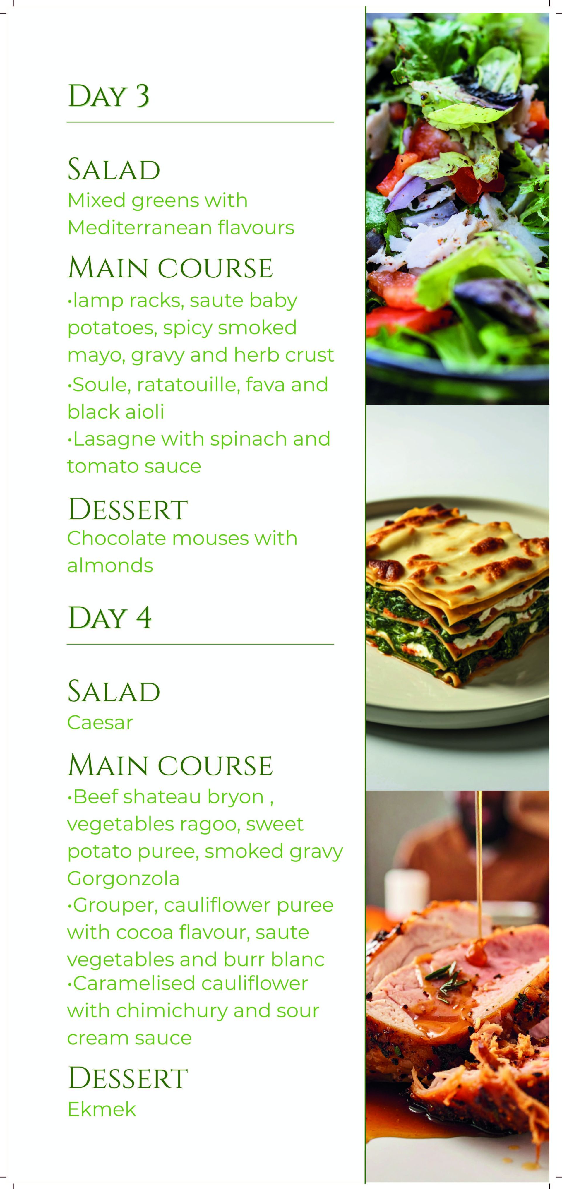 Lunch / Dinner/ Dessert Selection