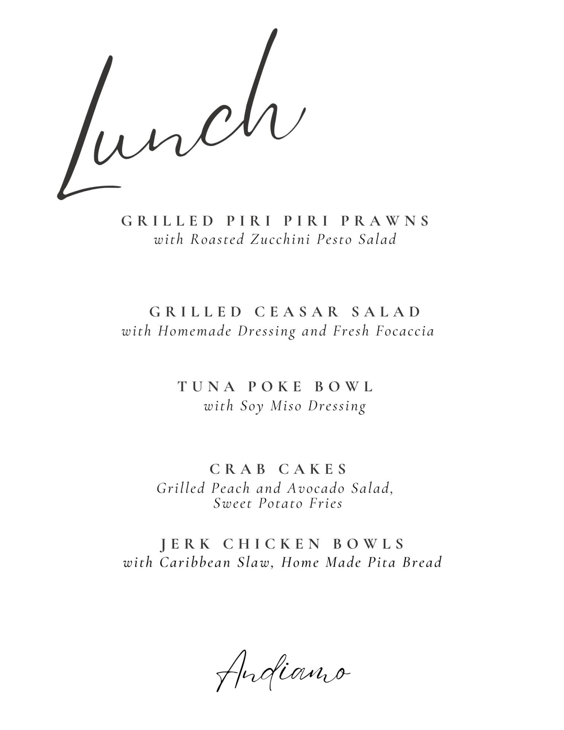 Sample Lunch Menu