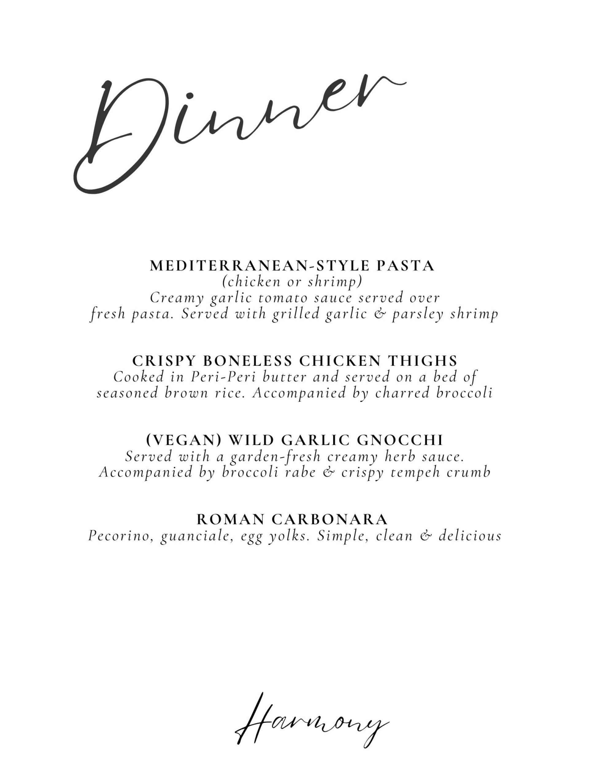 HARMONY - menu