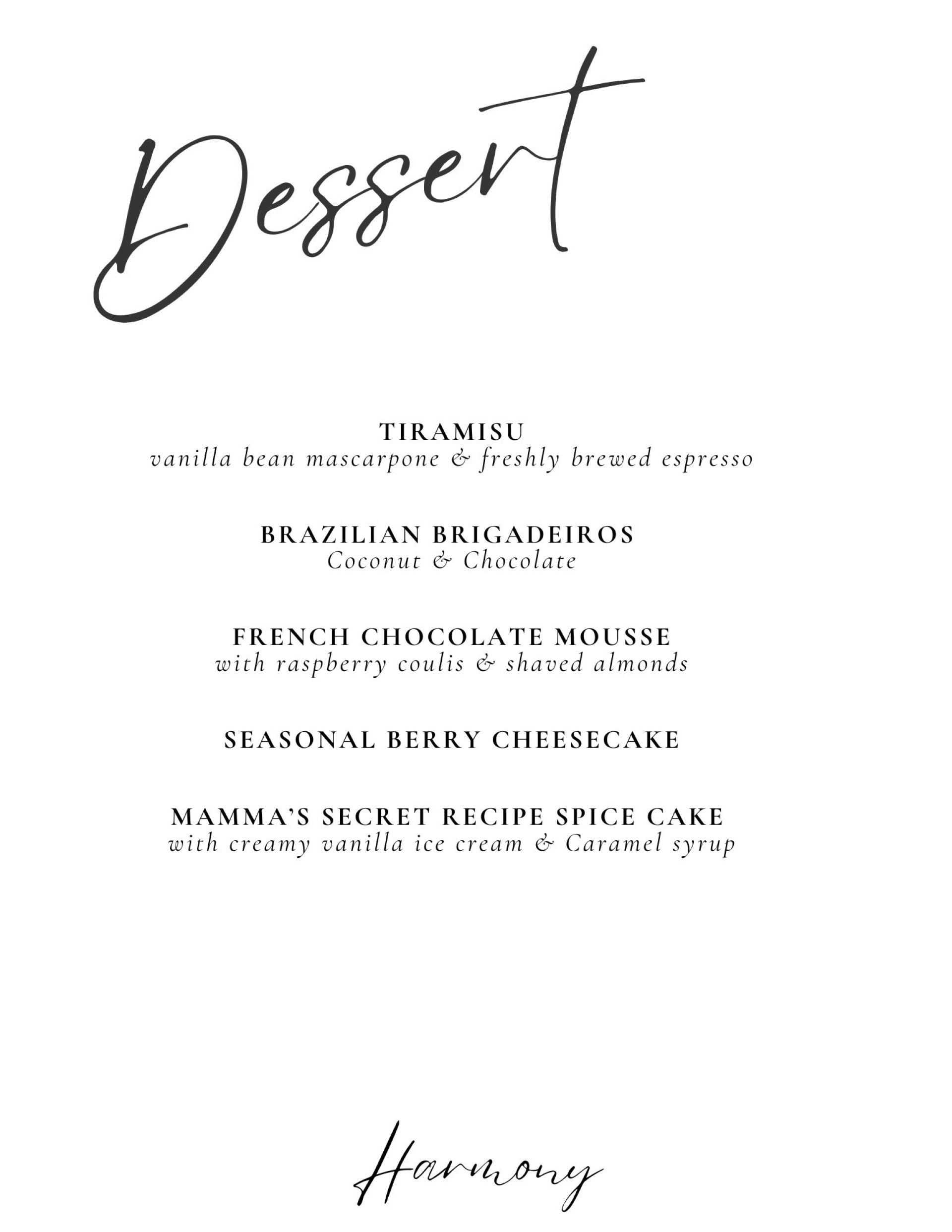 HARMONY - menu