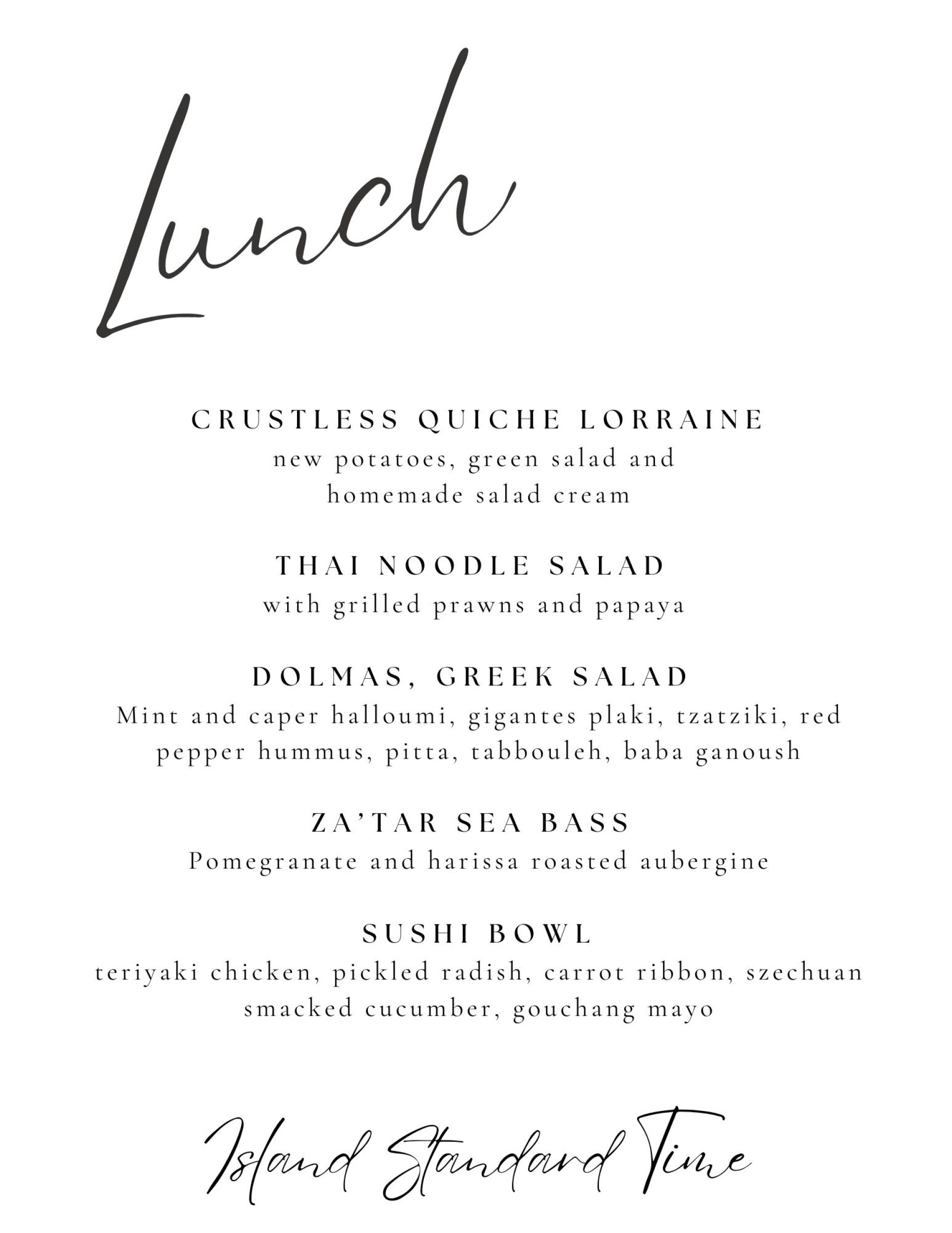 Lunch Menu