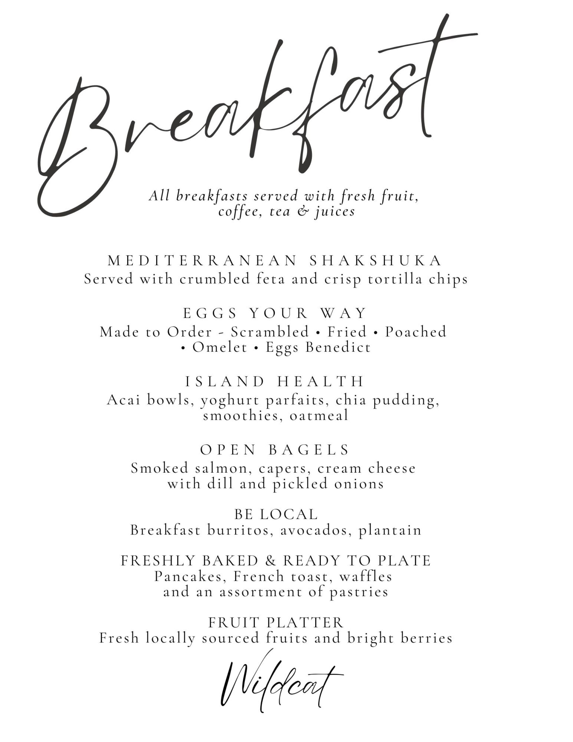 Sample Breakfast Menu