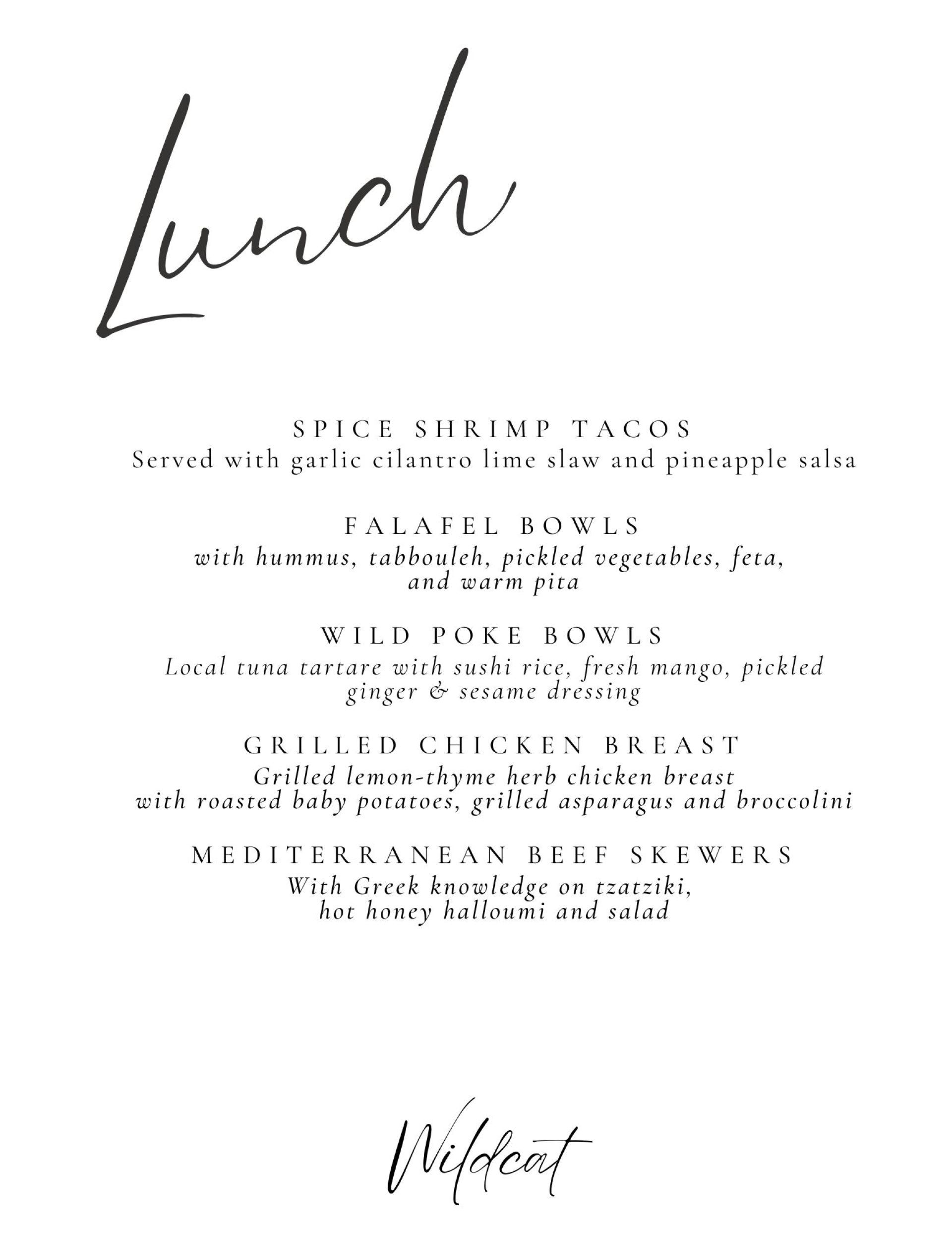 Lunch Sample Menu