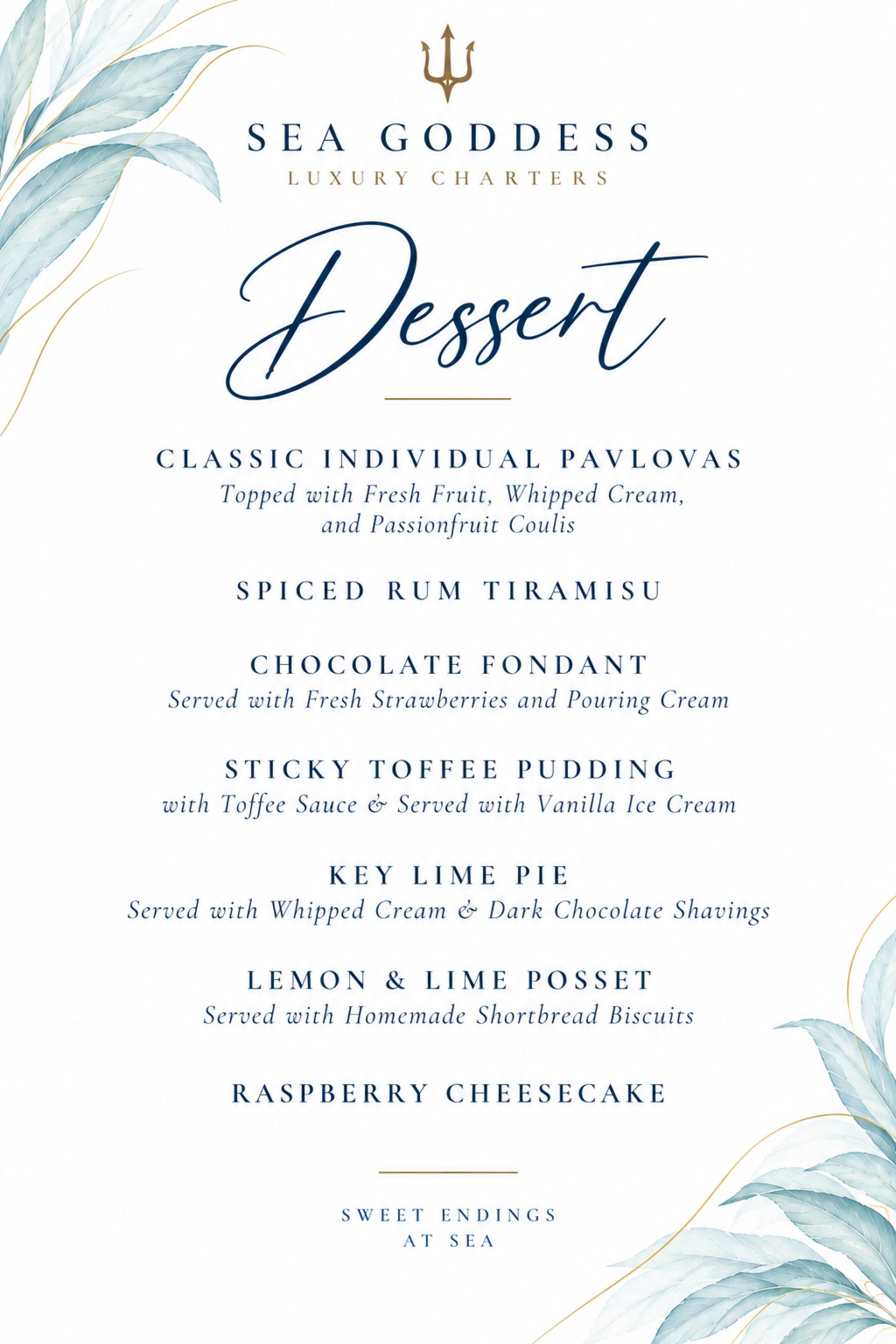 Dessert Sample Menu