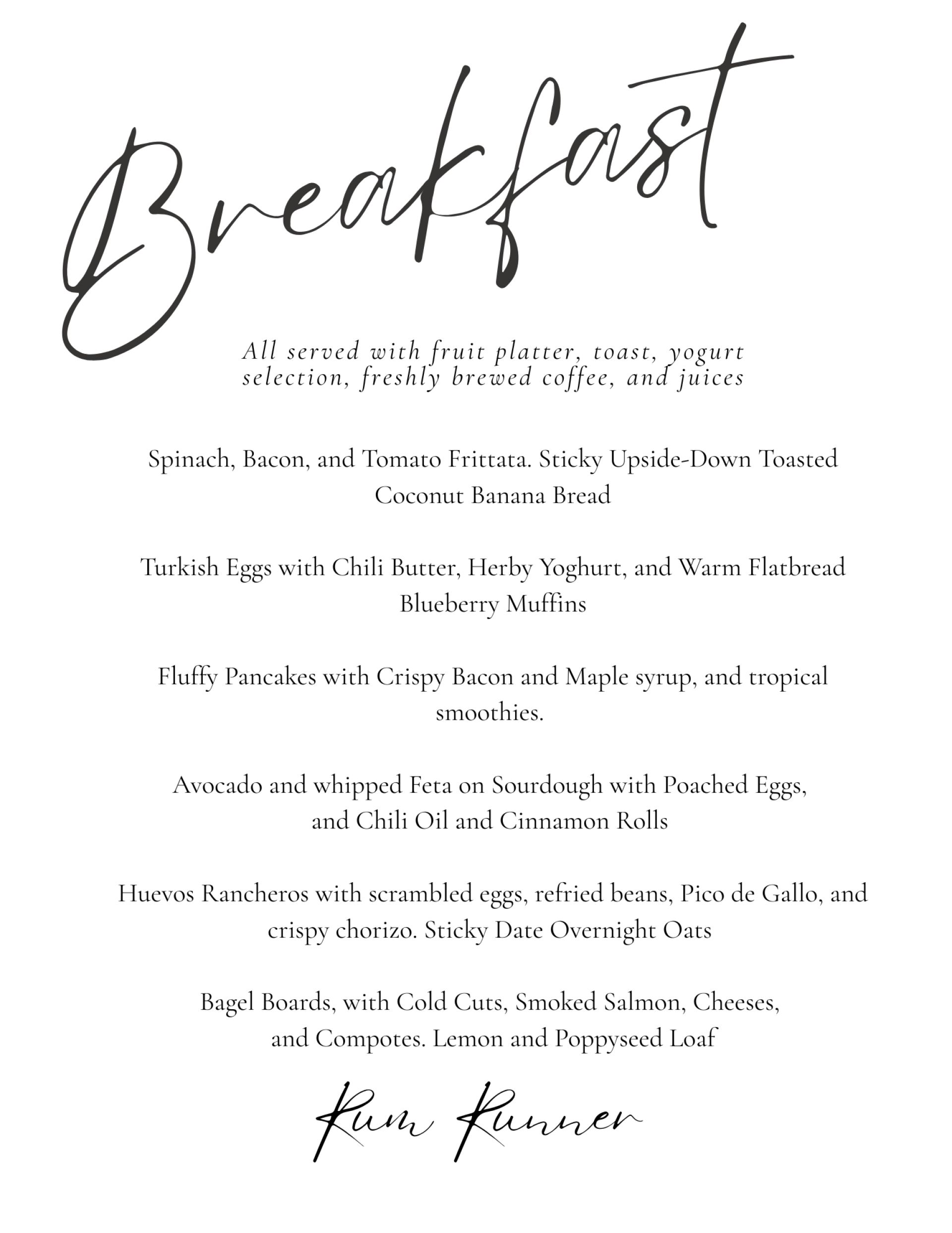 Breakfast Sample Menu