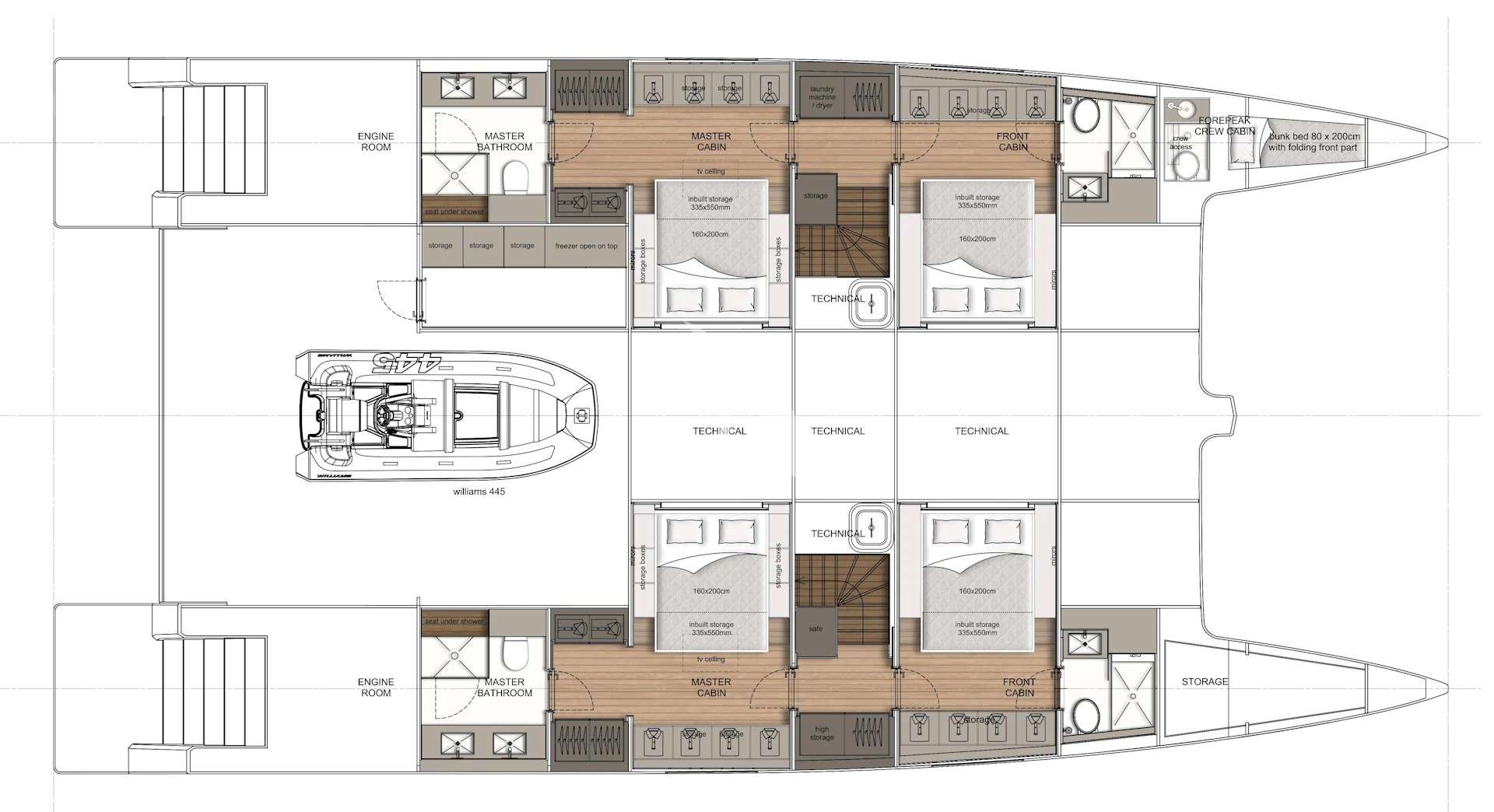 Deck plan and layout for Orca