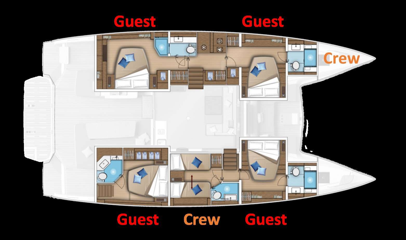 Deck plan and layout for Tamiro