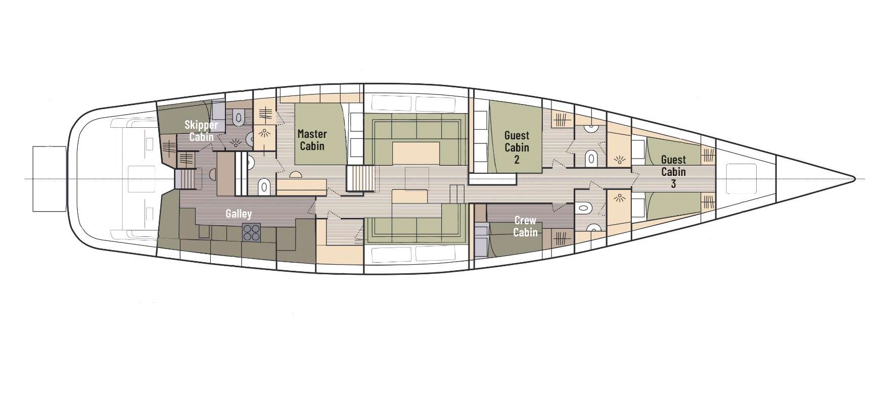 Deck plan and layout for La Loevie