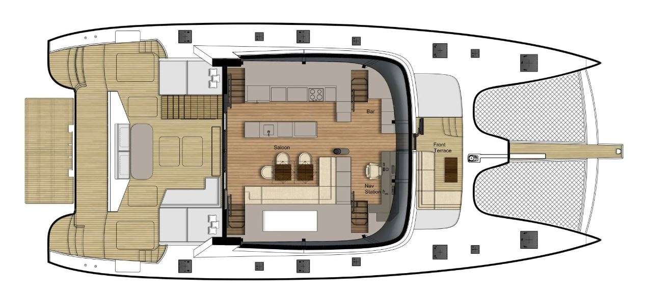 Deck plan and layout for Indablue