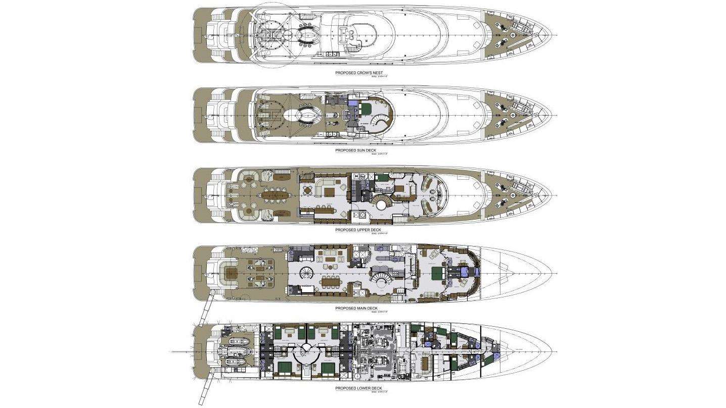 Deck plan and layout for Starship 185'