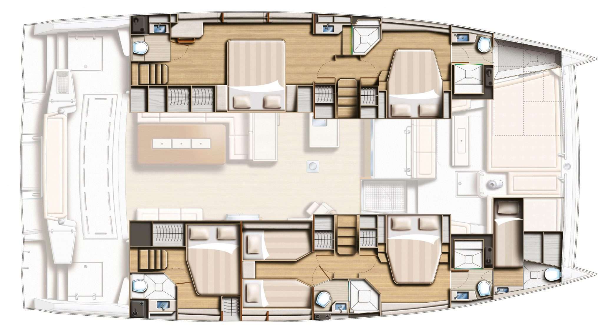 Deck plan and layout for Barefoot Bliss