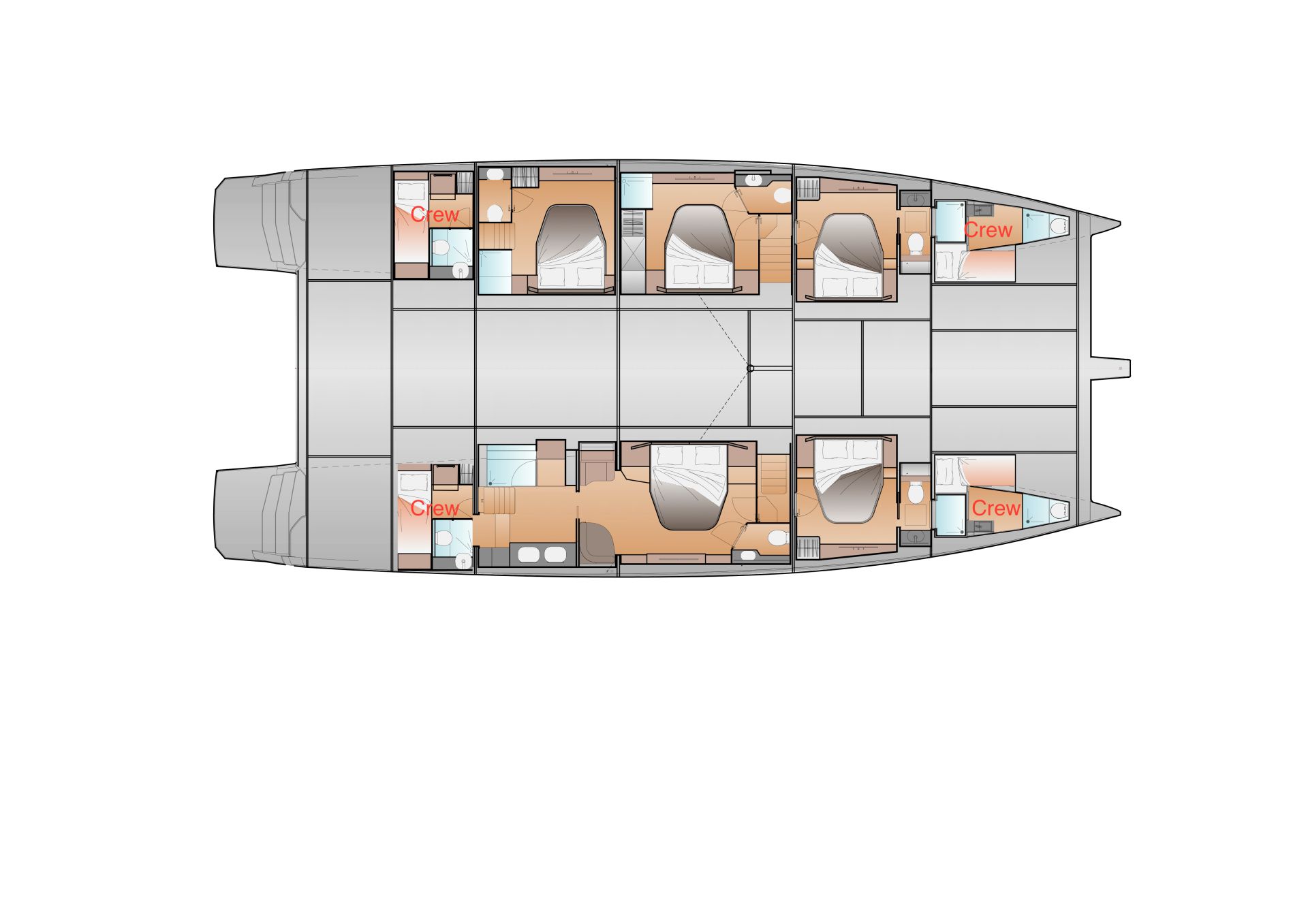 Deck plan and layout for Elly II